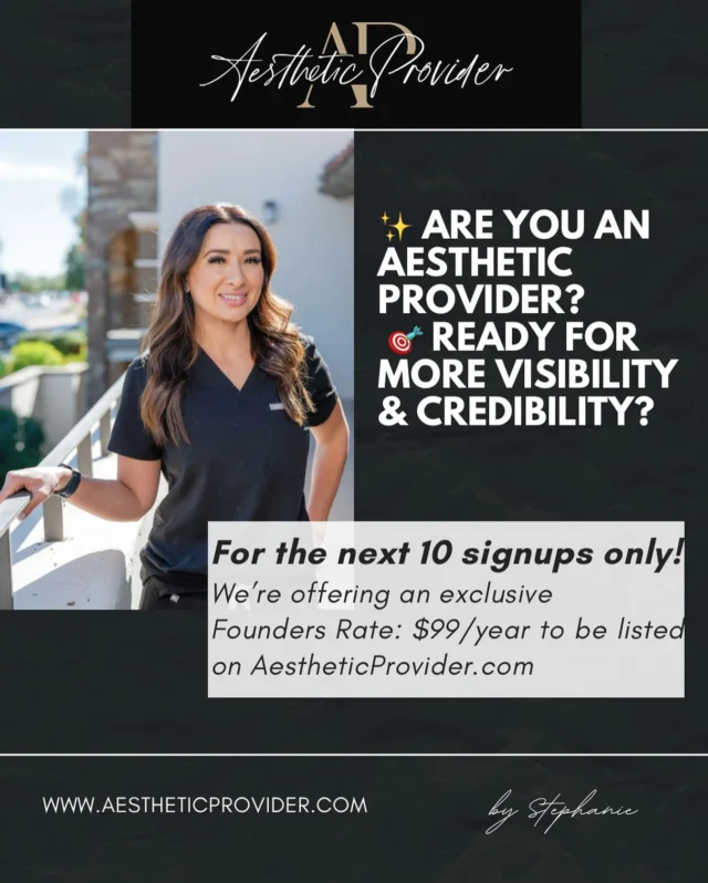 🚨 Calling All Aesthetic Providers!
Ready to boost your visibility, grow your client base, and stand out in your area? 🌟
Join AestheticProvider.com now — only 10 spots left at the exclusive Founders Rate of $99/year!

✨ Get seen. Get booked. Get credibility.
👇 Tap the link in bio to claim your spot!

https://aestheticprovider.com/my-account-2/

#aestheticprovider #nurseinjector #aesthetician