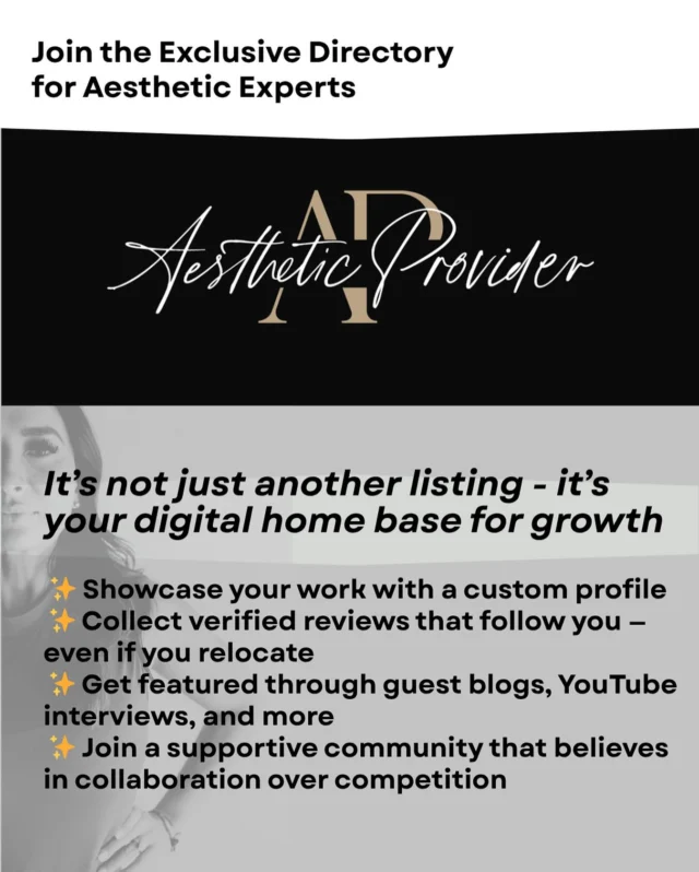 Join the Exclusive Directory for Aesthetic Providers! Be seen where clients are looking and boost your visibility! 
Looking to add providers in all cities!! 

#aestheticprovider #nurseinjector #aesthetician